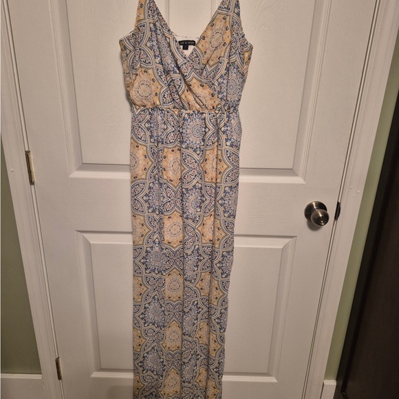 As U Wish Blue and Cream Paisley Maxi Dress - Picture 1 of 3